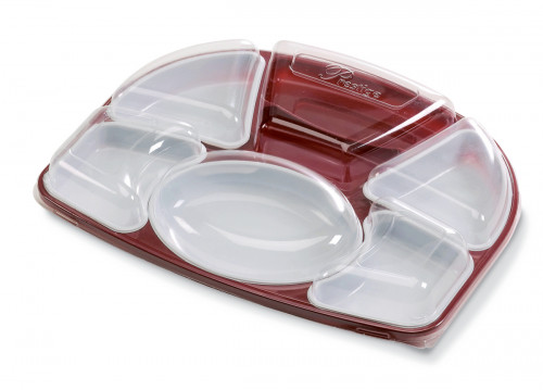 Kit plateau repas rectangulaire rouge plastique 42x32,6 cm Alphaform
