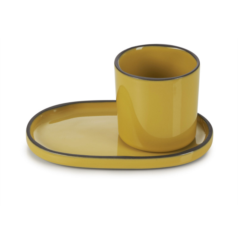 Sous-tasse à expresso ovale jaune porcelaine culinaire 13,5 cm CaractÈre Revol