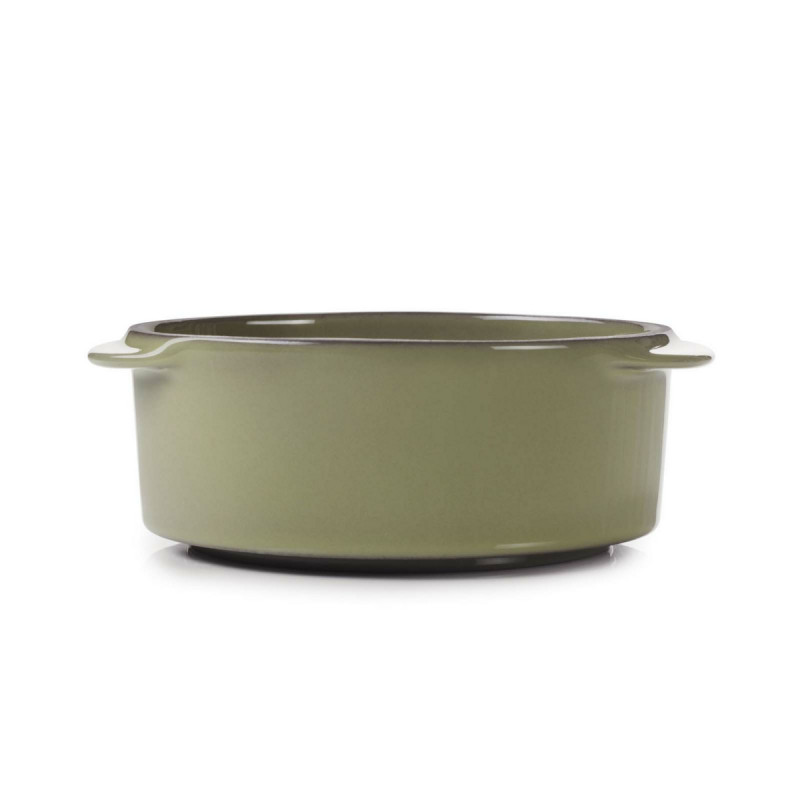 Cocotte sans couvercle rond vert porcelaine culinaire Ø 12 cm Caractere Revol