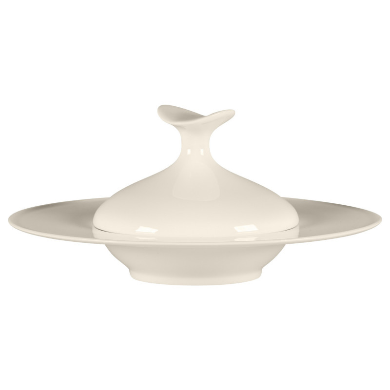 Cloche pour assiette creuse gourmet rond ivoire porcelaine bone china Ø 14 cm Bravura Rak