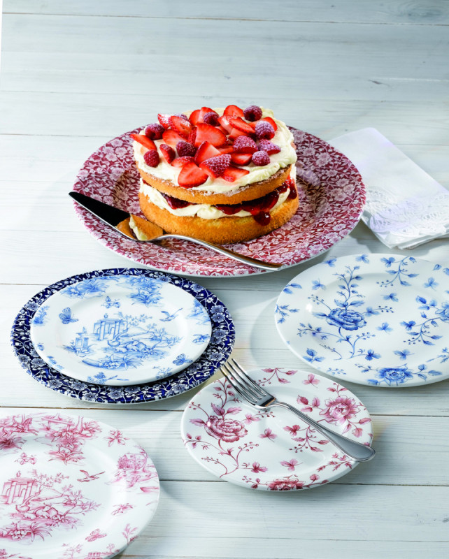 Assiette plate rond Rose Chintz Prague Blue porcelaine Ø 30,5 cm Vintage Prints Churchill