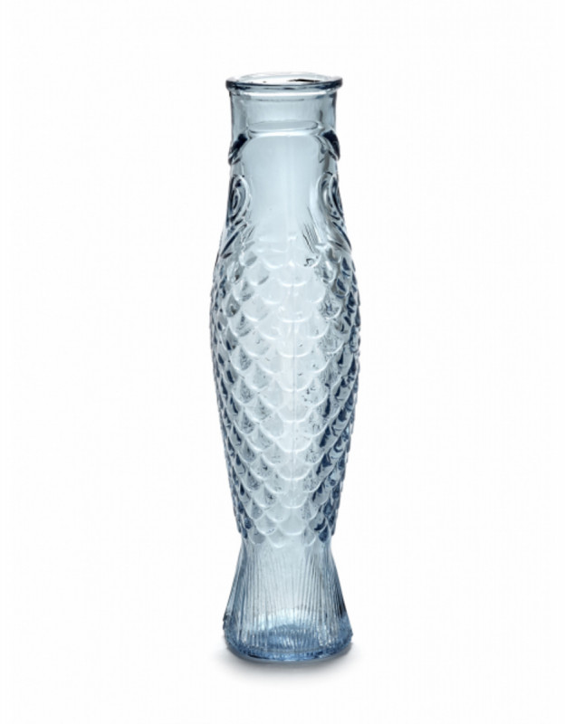 Carafe irrégulier bleu clair verre pressé 85 cl Fish&fish Serax