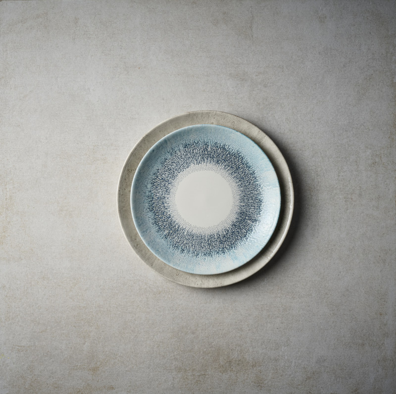Assiette coupe plate rond bleu porcelaine Ø 21 cm Fusion Churchill