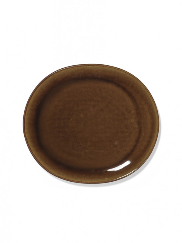 Assiette coupe plate ovale ocre grès émaillé 27,5x24,5 cm Out Of Lines Serax